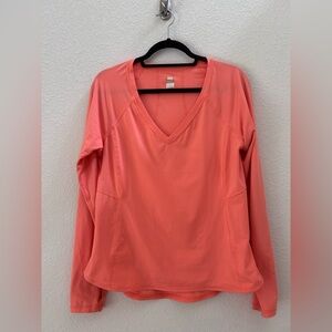 Lucy Peach Orange V-Neck Long Sleeve Top Size L